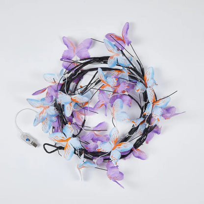 Contemporary Creative Fabric Imitation Butterfly Branches LED Wall Sconce Lamp Decoration Light For Living Room