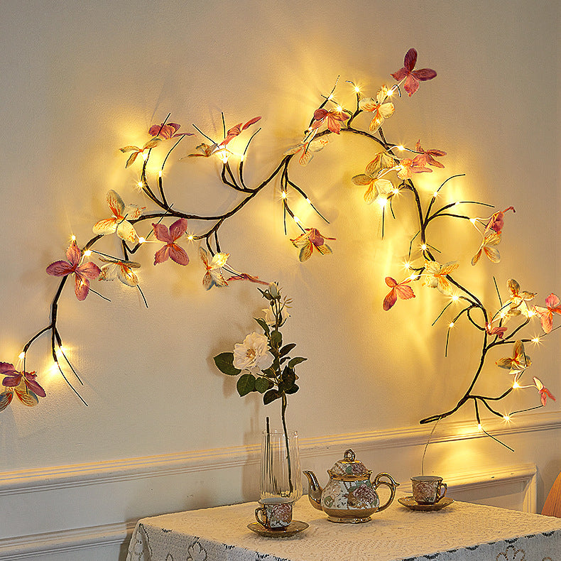 Contemporary Creative Fabric Imitation Butterfly Branches LED Wall Sconce Lamp Decoration Light For Living Room