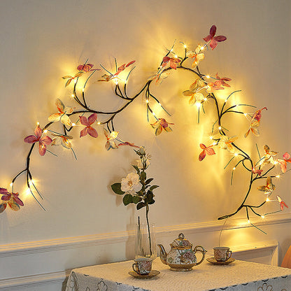 Contemporary Creative Fabric Imitation Butterfly Branches LED Wall Sconce Lamp Decoration Light For Living Room