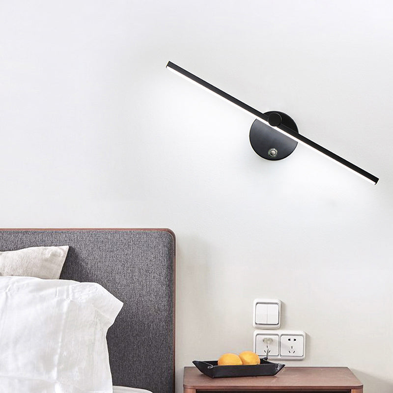 Modern Minimalist Aluminum Long Strip Rotatable LED Wall Sconce Lamp for Bedroom