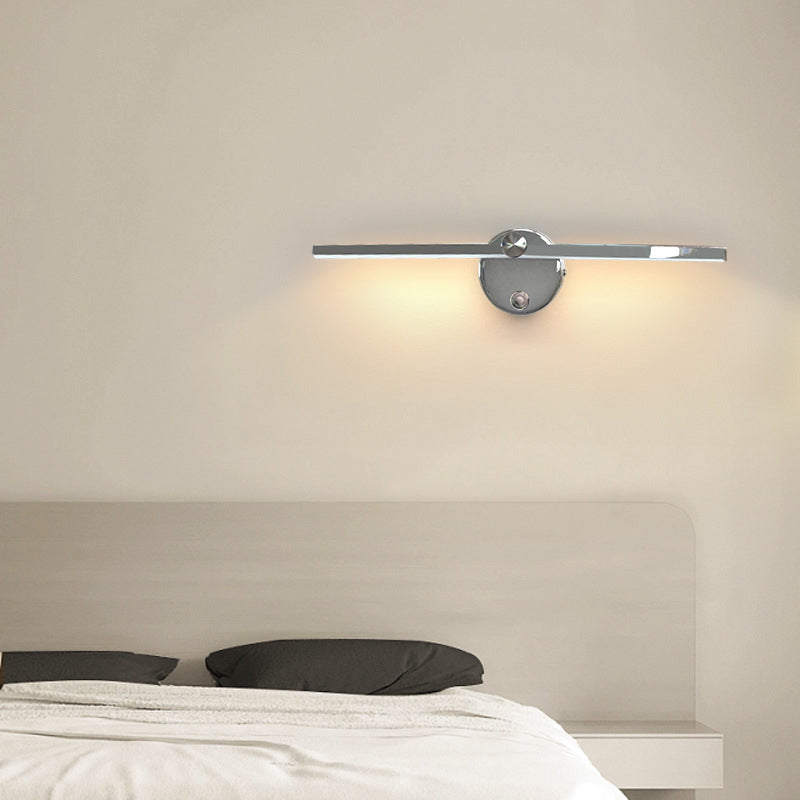 Modern Minimalist Aluminum Long Strip Rotatable LED Wall Sconce Lamp for Bedroom
