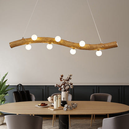 Traditional Chinese Zen Resin Trunk Hardware Glass Ball Shade 6/10-Light Chandelier Island Light For Living Room