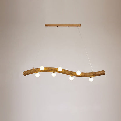 Traditional Chinese Zen Resin Trunk Hardware Glass Ball Shade 6/10-Light Chandelier Island Light For Living Room