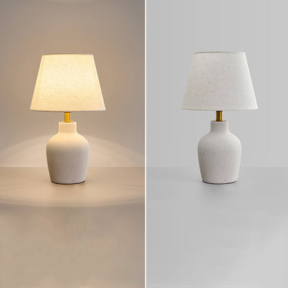 Traditional Japanese Fabric Shade Ceramic Bottle Base 1-Light Table Lamp For Bedroom