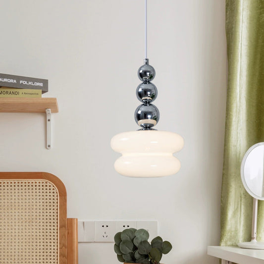 Contemporary Nordic Iron Glass Round Shade 1-Light Pendant Light For Living Room