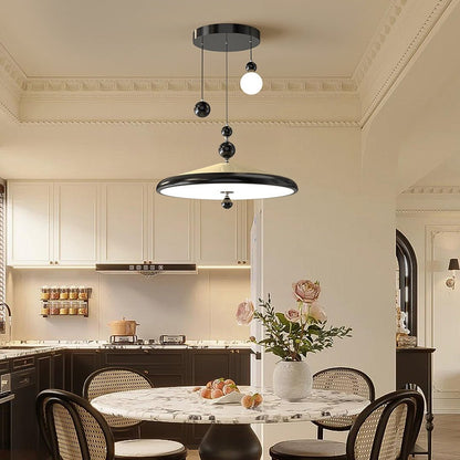 Traditional French Iron Faux Woodgrain Acrylic Cone Shade LED Pendant Light For Living Room
