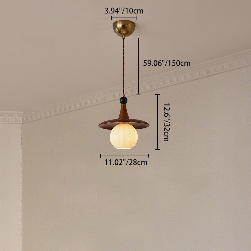Modern Mid-Century Solid Wood Glass Ball Shade 1/3-Light Chandelier Island Light For Living Room