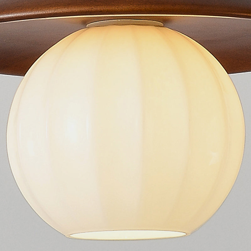 Modern Mid-Century Solid Wood Glass Ball Shade 1/3-Light Chandelier Island Light For Living Room