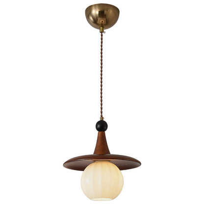 Modern Mid-Century Solid Wood Glass Ball Shade 1/3-Light Chandelier Island Light For Living Room