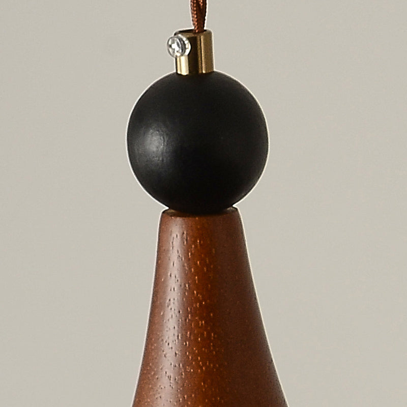 Modern Mid-Century Solid Wood Glass Ball Shade 1/3-Light Chandelier Island Light For Living Room
