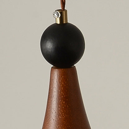 Modern Mid-Century Solid Wood Glass Ball Shade 1/3-Light Chandelier Island Light For Living Room