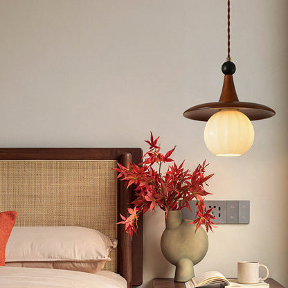 Modern Mid-Century Solid Wood Glass Ball Shade 1/3-Light Chandelier Island Light For Living Room
