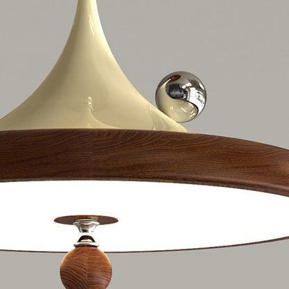 Modern Mid-Century Iron Faux Woodgrain Acrylic LED Semi-Flush Mount Ceiling Light For Bedroom