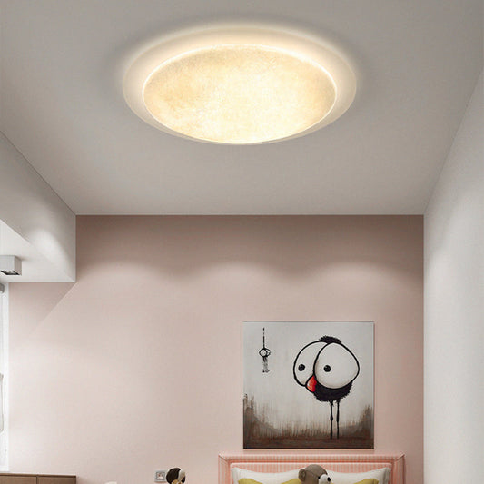 Modern Minimalist Resin Acrylic Moon Shade LED Flush Mount Ceiling Light For Bedroom