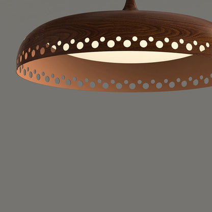 寝室用モダントランジショナルアイアンフェイクウッドグレインアクリルラウンドLEDセミフラッシュマウントシーリングライト