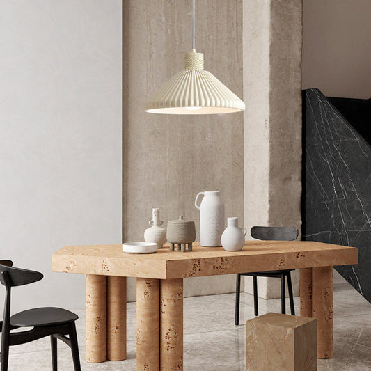 Contemporary Scandinavian Conical Iron Resin 1-Light Pendant Light For Bedroom