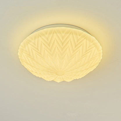 Contemporary Scandinavian Cream Round Dome Oval Iron Glass LED Flush Mount Ceiling Light For Bedroom