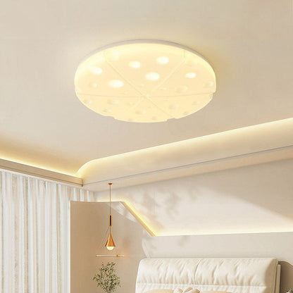 Modern Art Deco Cheese Round Dome Iron Rotational Molding LED Flush Mount Ceiling Light For Bedroom