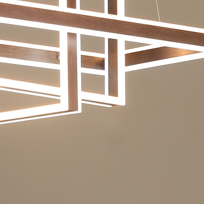 Modern Minimalist Rectangular Quadrilateral ABS Aluminum LED Chandelier For Bedroom