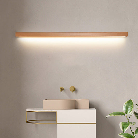 Modern Minimalist Rectangular Linear PVC Wood LED Wall Sconce Lamp For Bedroom