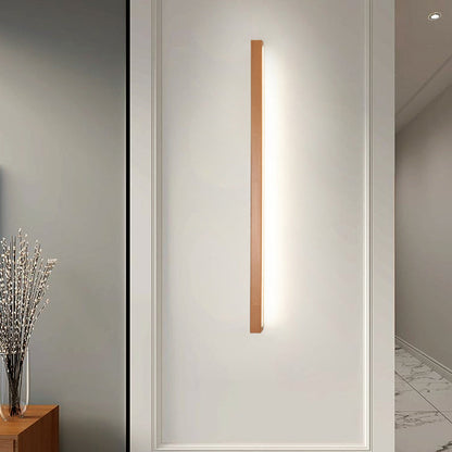 Modern Minimalist Rectangular Linear PVC Wood LED Wall Sconce Lamp For Bedroom