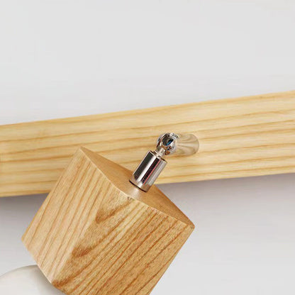 Modern Minimalist Round Ball Rectangle Linear Wood 1/2/3/4 Light Wall Sconce Lamp For Bathroom