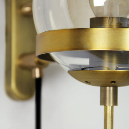 Modern Minimalist Industrial Style Round Orb Iron Glass 1-Light Wall Sconce Lamp For Bedroom