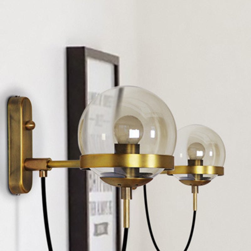 Modern Minimalist Industrial Style Round Orb Iron Glass 1-Light Wall Sconce Lamp For Bedroom