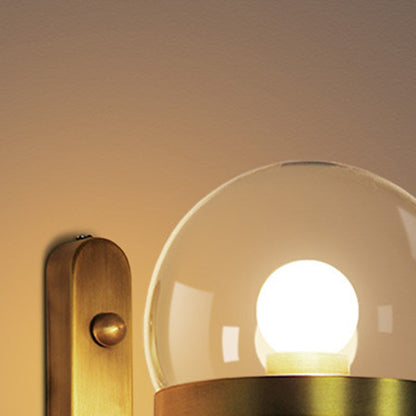 Modern Minimalist Industrial Style Round Orb Iron Glass 1-Light Wall Sconce Lamp For Bedroom