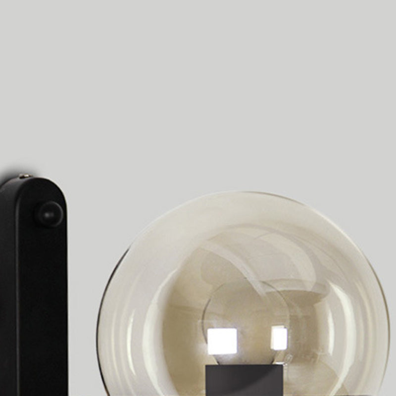 Modern Minimalist Industrial Style Round Orb Iron Glass 1-Light Wall Sconce Lamp For Bedroom