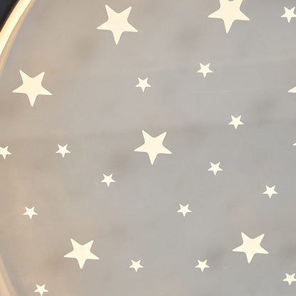 Modern Minimalist Star Moon Round Dome Iron Acrylic LED Flush Mount Ceiling Light For Bedroom