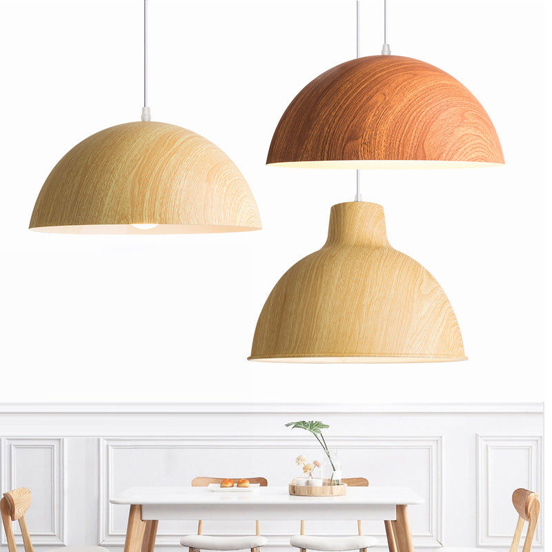 Traditional Japanese Round Semi-Circular Iron 1-Light Pendant Light for Dining Room