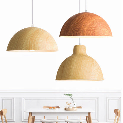 Traditional Japanese Round Semi-Circular Iron 1-Light Pendant Light for Dining Room