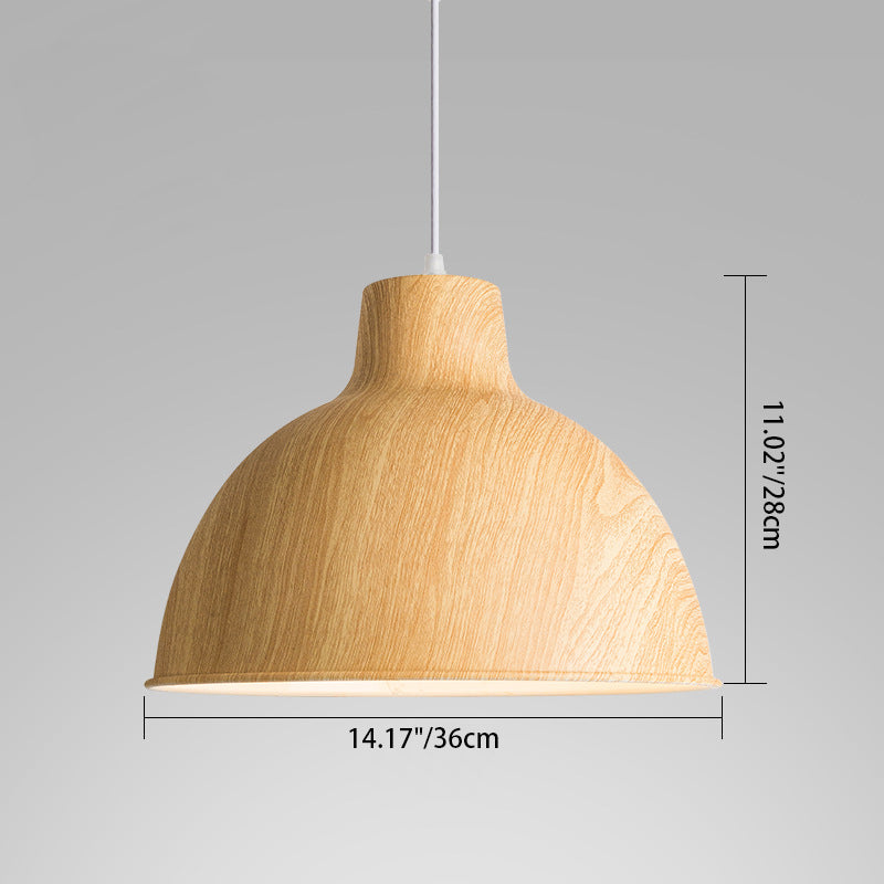 Traditional Japanese Round Semi-Circular Iron 1-Light Pendant Light for Dining Room