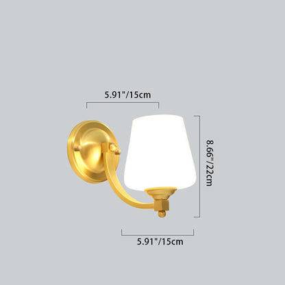 Modern Luxury Round Cylindrical Spherical Copper Glass 1-Light Wall Sconce Lamp For Bedroom