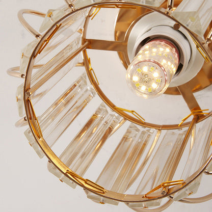 Modern Minimalist Hollowed Out Round Dome Iron Crystal 1-Light Semi-Flush Mount Ceiling Light For Bedroom