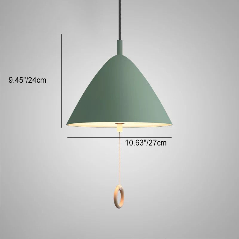 Contemporary Scandinavian Macaron Pull Line Conical Round Aluminum 2/3 Light Pendant Light For Bedroom