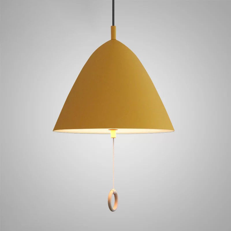 Contemporary Scandinavian Macaron Pull Line Conical Round Aluminum 2/3 Light Pendant Light For Bedroom