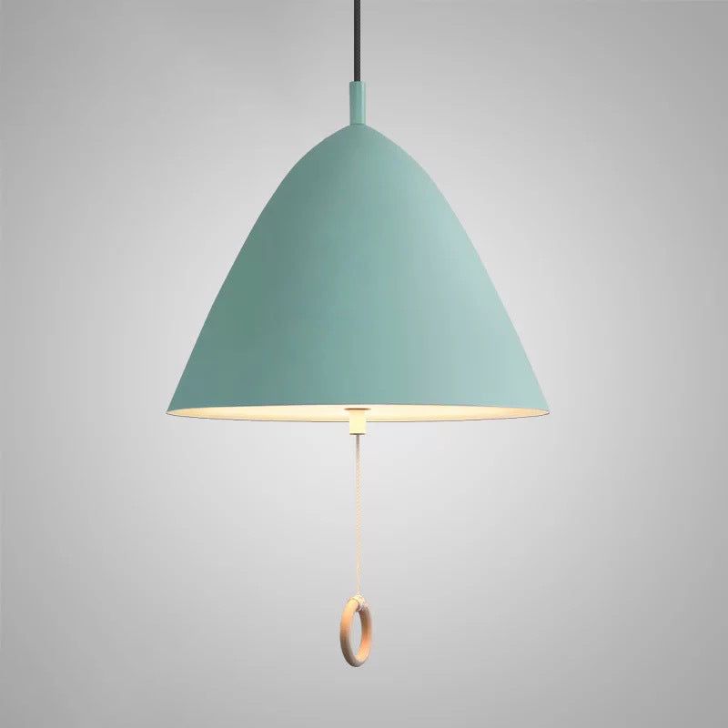 Contemporary Scandinavian Macaron Pull Line Conical Round Aluminum 2/3 Light Pendant Light For Bedroom
