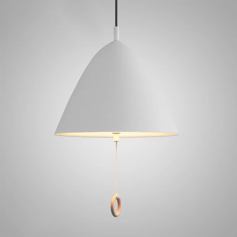 Contemporary Scandinavian Macaron Pull Line Conical Round Aluminum 2/3 Light Pendant Light For Bedroom
