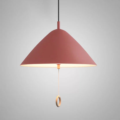 Contemporary Scandinavian Macaron Pull Line Conical Round Aluminum 2/3 Light Pendant Light For Bedroom