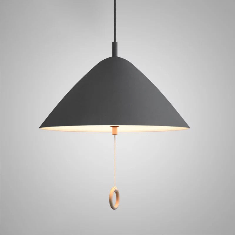Contemporary Scandinavian Macaron Pull Line Conical Round Aluminum 2/3 Light Pendant Light For Bedroom