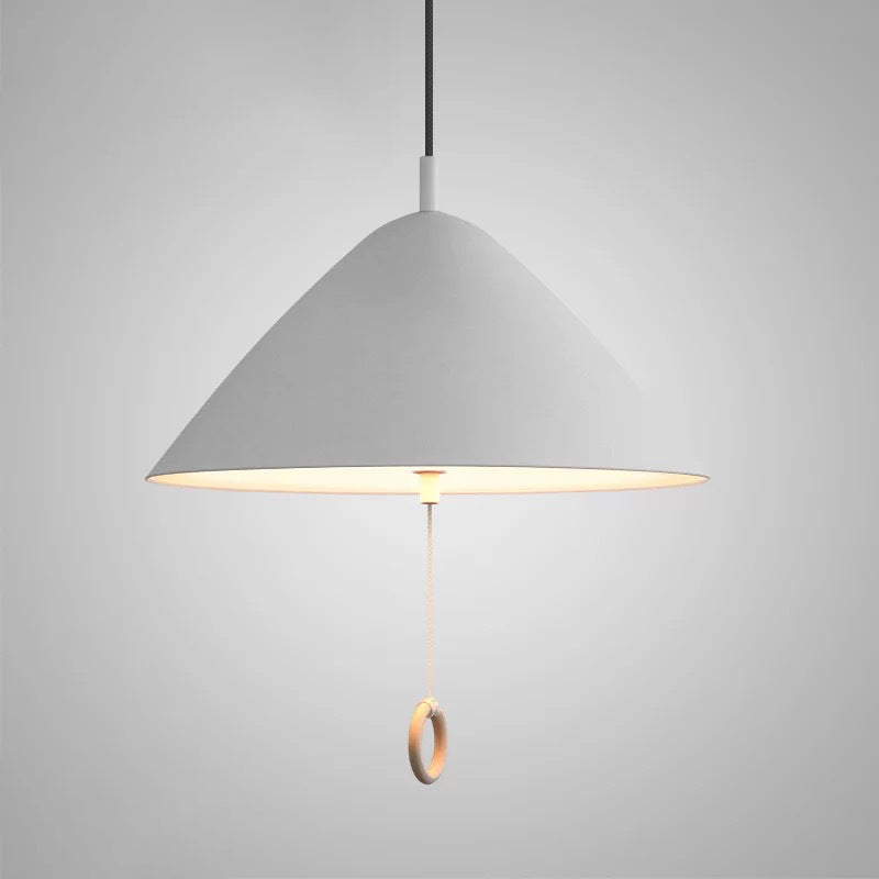 Contemporary Scandinavian Macaron Pull Line Conical Round Aluminum 2/3 Light Pendant Light For Bedroom