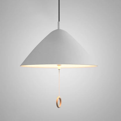 Contemporary Scandinavian Macaron Pull Line Conical Round Aluminum 2/3 Light Pendant Light For Bedroom