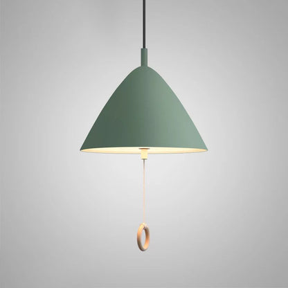 Contemporary Scandinavian Macaron Pull Line Conical Round Aluminum 2/3 Light Pendant Light For Bedroom