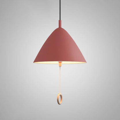 Contemporary Scandinavian Macaron Pull Line Conical Round Aluminum 2/3 Light Pendant Light For Bedroom
