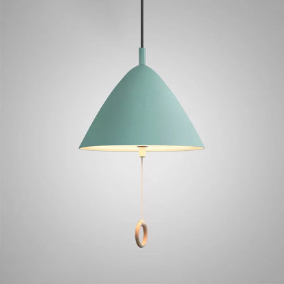Contemporary Scandinavian Macaron Pull Line Conical Round Aluminum 2/3 Light Pendant Light For Bedroom