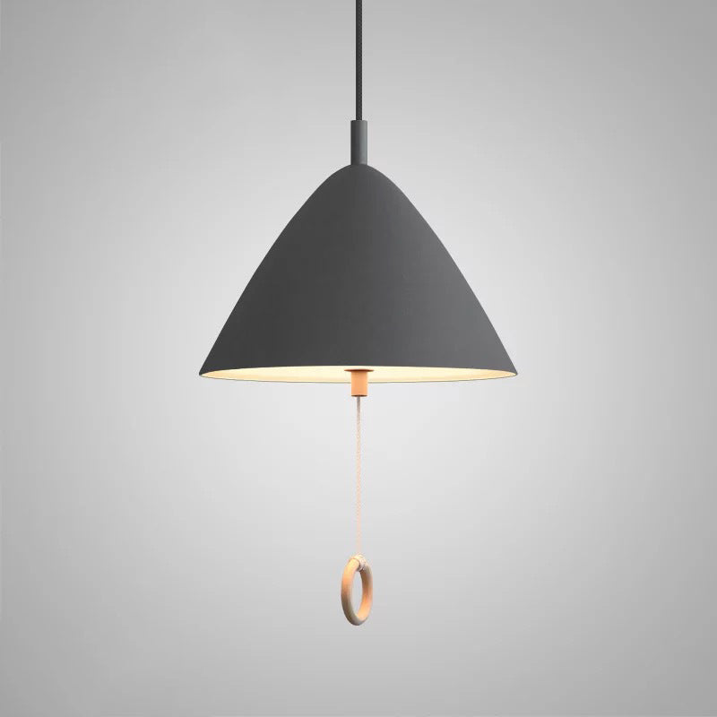 Contemporary Scandinavian Macaron Pull Line Conical Round Aluminum 2/3 Light Pendant Light For Bedroom