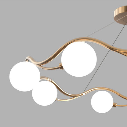 Modern Mid-Century Ring Round Orb Metal Glass 8/10 Light Chandelier For Bedroom