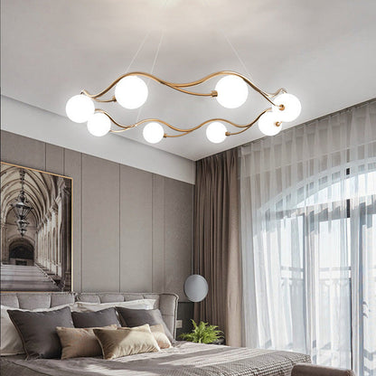 Modern Mid-Century Ring Round Orb Metal Glass 8/10 Light Chandelier For Bedroom